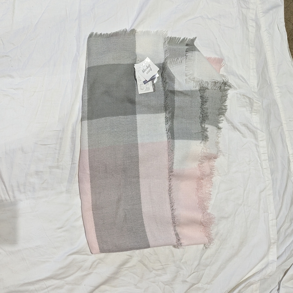 Pink and Gray Checkered Scarf